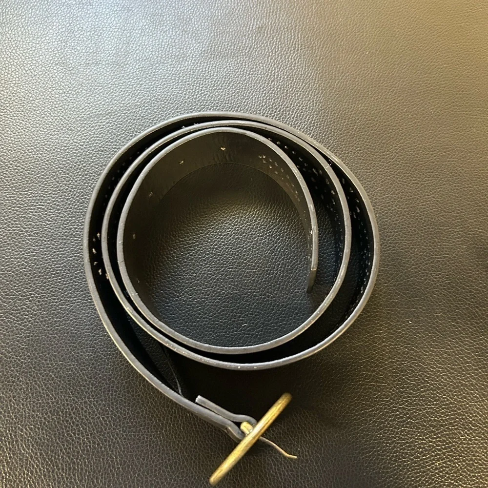 Black Leather Wearable with Gold Buckle